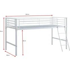 Emob Exclusive Halfhoogslaper Julie 90x200cm - metaal - mat wit