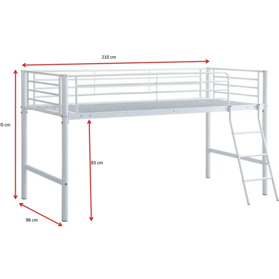 Emob Exclusive Halfhoogslaper Julie 90x200cm - metaal - mat wit