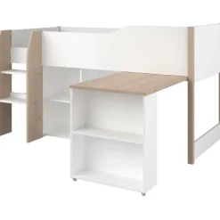 Parisot Halfhoogslaper met bureau Moscon 90x200 - wit/eik
