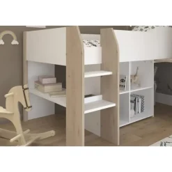 Parisot Halfhoogslaper met bureau Moscon 90x200 - wit/eik