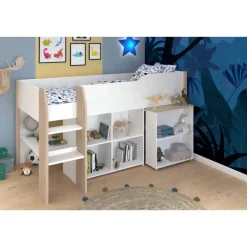 Parisot Halfhoogslaper met bureau Moscon 90x200 - wit/eik