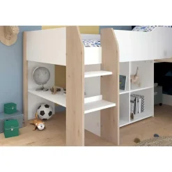 Parisot Halfhoogslaper met bureau Moscon 90x200 - wit/eik