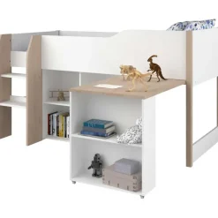Parisot Halfhoogslaper met bureau Moscon 90x200 - wit/eik