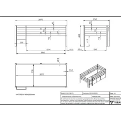 Vipack Halfhoogslaper Pip 90 x 200 dennenhout - grijs