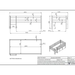 Vipack Halfhoogslaper Pip 90 x 200 dennenhout - grijs