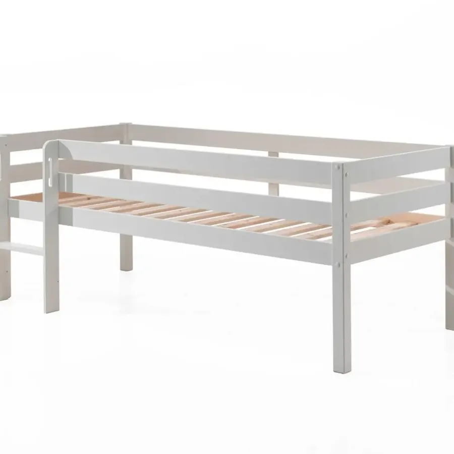 Kinderbedden-Vipack Halfhoogslaper Pip 90 x 200 dennenhout - wit