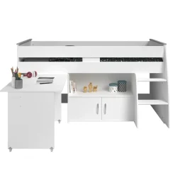 Kinderbedden-Leen Bakker Halfhoogslaper Reverse - wit - 110x183,1x206,4 cm