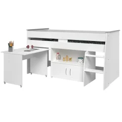 Kinderbedden-Leen Bakker Halfhoogslaper Reverse - wit - 110x183,1x206,4 cm