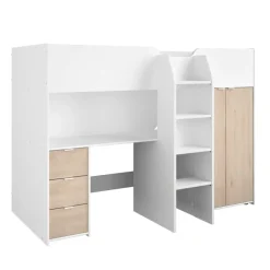 Leen Bakker Halfhoogslaper Tristan - wit/eiken - 90x200 cm