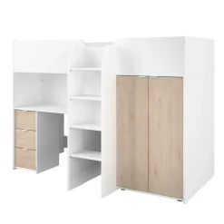 Leen Bakker Halfhoogslaper Tristan - wit/eiken - 90x200 cm