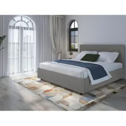 2-Persoons Bedden-Loft24 Hamar - Bed 180x200 cm in grijze stof