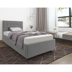 Loft24 Hamar - Bed 100x200 cm in grijze stof