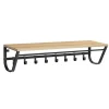 Merkloos Hangende Kapstok voor Muur of Wand - 8 Haken en 1 Bar - 90 cm Lang - Lichte Eik