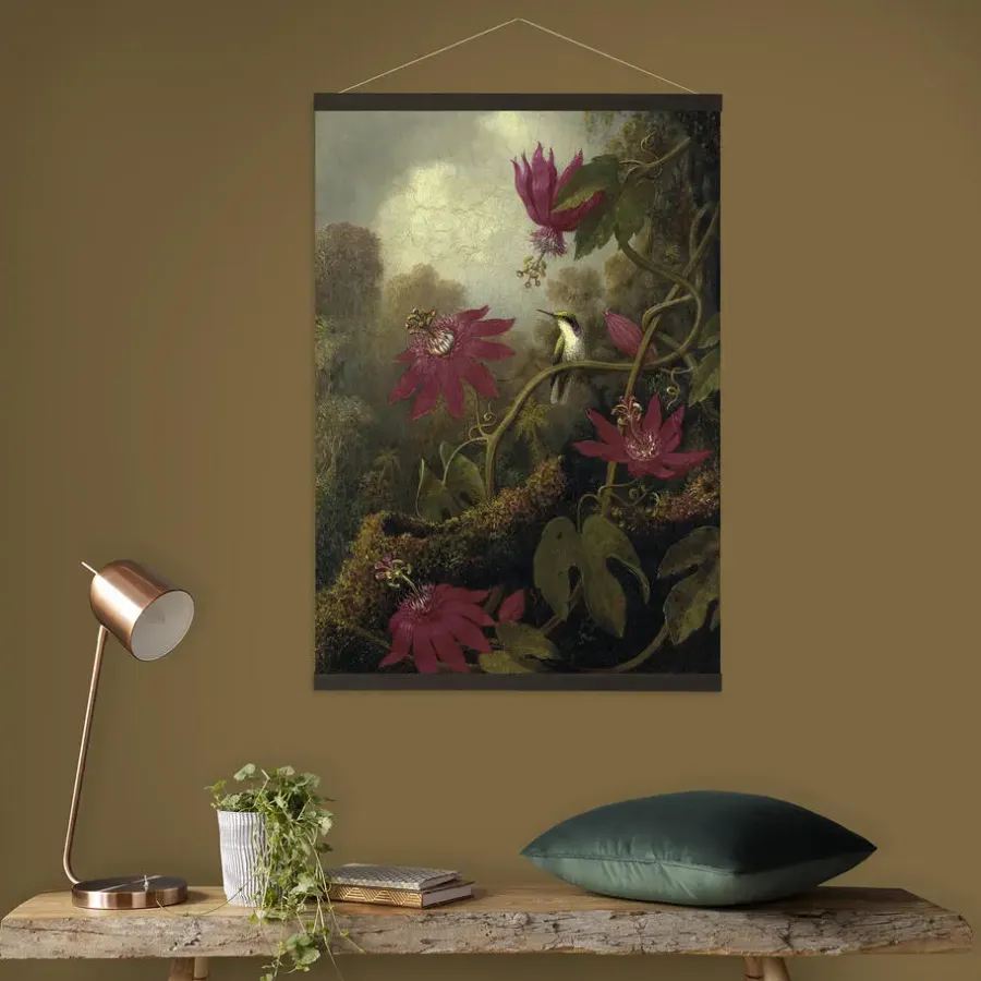 Posters-Art for the Home Hangende Poster Linnen Schemerige Schoonheid Jungle Kolibrie 100x70cm