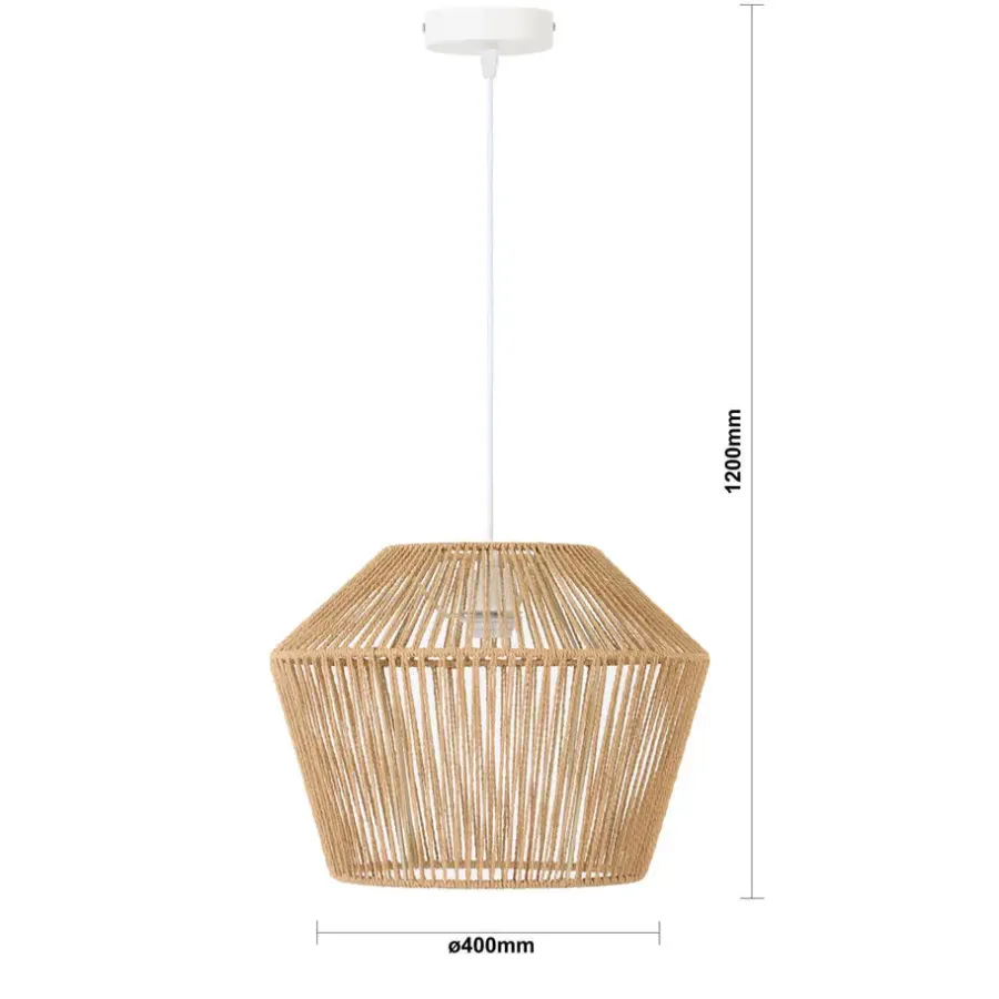Hanglampen-Light & Living Hanglamp Caspian - Bruin/Wit- Ø40cm