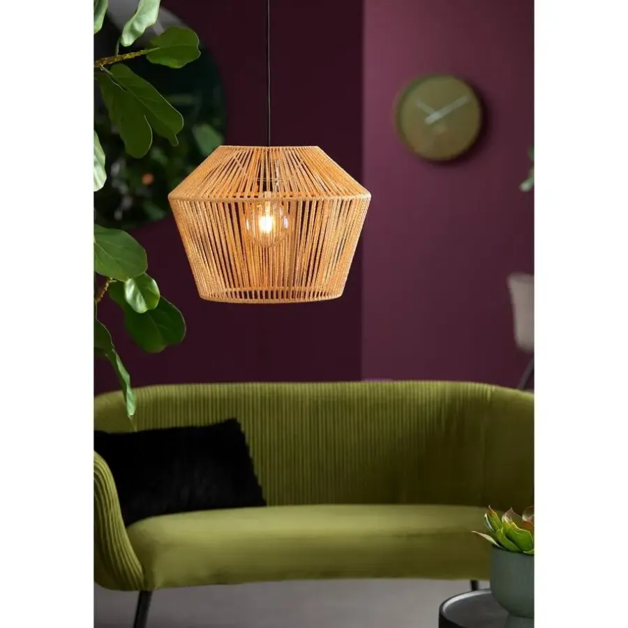 Hanglampen-Light & Living Hanglamp Caspian - Bruin/Wit- Ø40cm