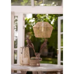 Hanglampen-Light & Living Hanglamp Caspian - Bruin/Wit- Ø40cm