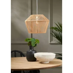 Hanglampen-Light & Living Hanglamp Caspian - Bruin/Wit- Ø40cm