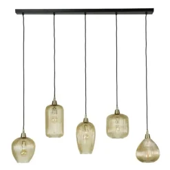 Hanglampen-Dimehouse Hanglamp Ella glas amber rond 5-lichts 20x120x150 cm Amber color glas