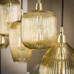 Hanglampen-Dimehouse Hanglamp Ella glas amber rond 5-lichts 20x120x150 cm Amber color glas