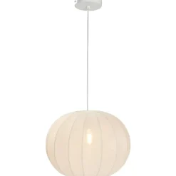 Hanglampen-Leen Bakker Hanglamp Fenne ovaal - wit metaal - E27 - 150xØ38 cm