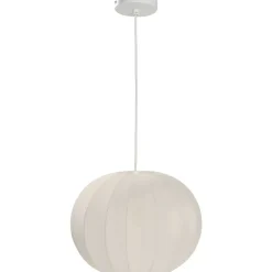 Hanglampen-Leen Bakker Hanglamp Fenne ovaal - wit metaal - E27 - 150xØ38 cm