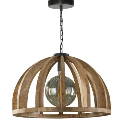 Dimehouse Hanglamp gebogen mangohout Madri Ø60 - 62x62x150 cm - Mangohout - Bruin
