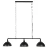Hanglampen-Dimehouse Hanglamp industrieel Abby 3-lichts buis zwart - 25x118x150 cm - Zwart - Zwart
