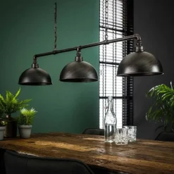 Hanglampen-Dimehouse Hanglamp industrieel Abby 3-lichts buis zwart - 25x118x150 cm - Zwart - Zwart