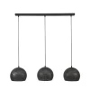 Hanglampen-Dimehouse Hanglamp industrieel Aya 3-lichts zwart bruin 25x110x150 cm Zwart bruin