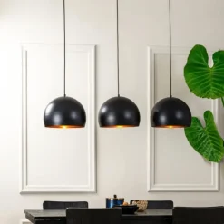 Hanglampen-Light & Living Hanglamp JAICEY - Mat Zwart-Goud - 3-Lichtpunten