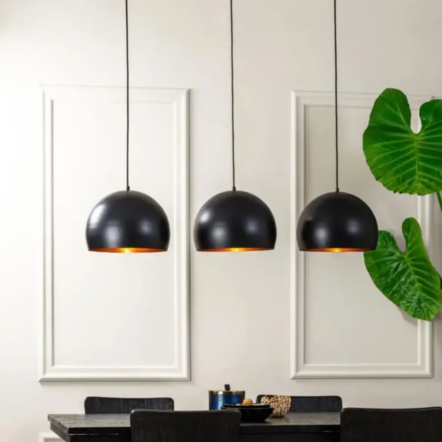 Hanglampen-Light & Living Hanglamp JAICEY - Mat Zwart-Goud - 3-Lichtpunten