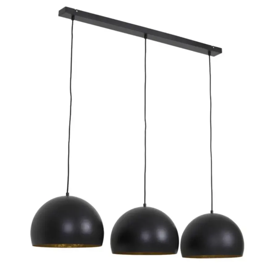Hanglampen-Light & Living Hanglamp JAICEY - Mat Zwart-Goud - 3-Lichtpunten