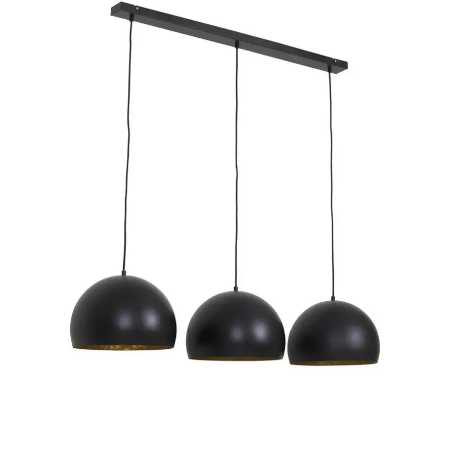 Hanglampen-Light & Living Hanglamp JAICEY - Mat Zwart-Goud - 3-Lichtpunten