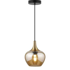 Hanglampen-Leen Bakker Hanglamp Lola - amber metaal/glas - 150xØ19 cm