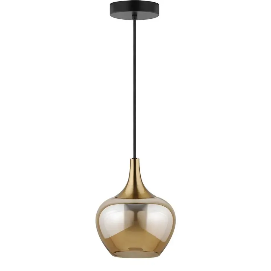 Hanglampen-Leen Bakker Hanglamp Lola - amber metaal/glas - 150xØ19 cm