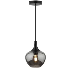 Leen Bakker Hanglamp Lola - smoke metaal/glas - 150xØ19 cm