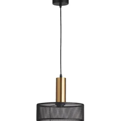 Leen Bakker Hanglamp Nerja E27 - zwart/goudkleur - 120xØ28 cm