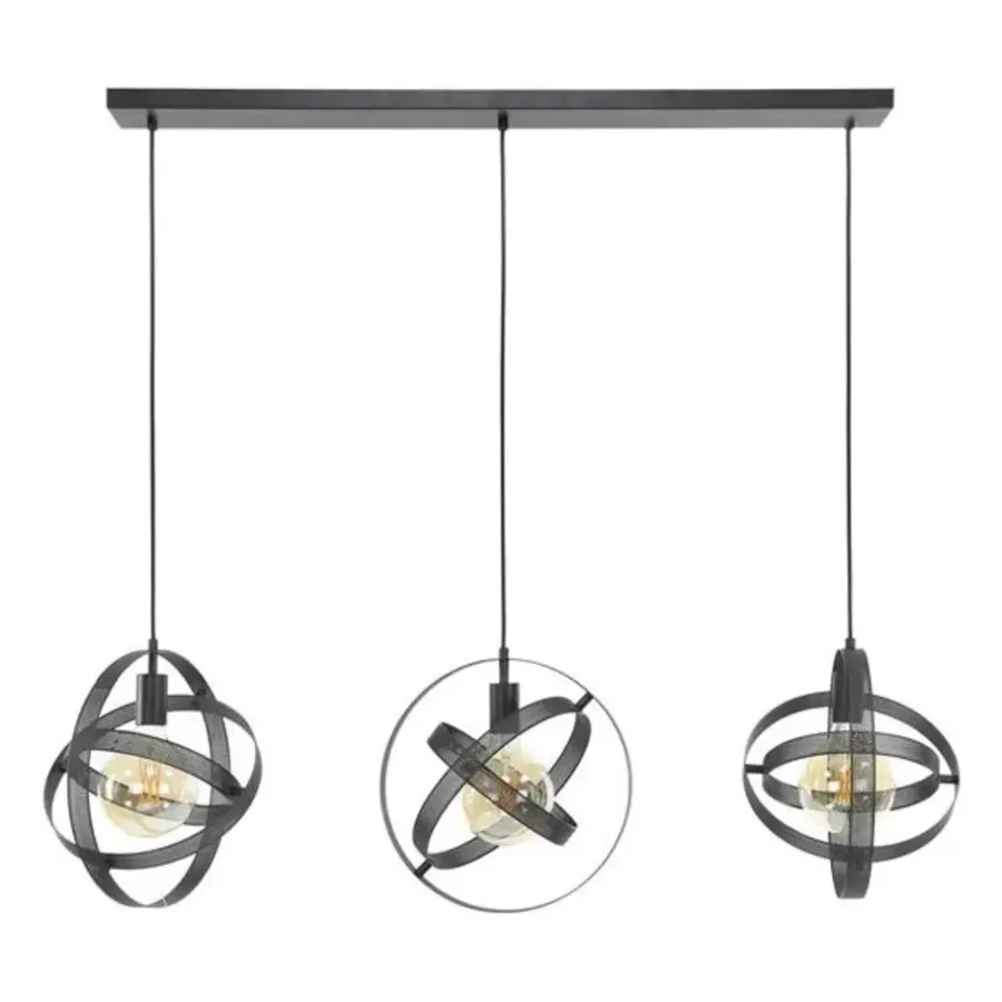 Dimehouse Hanglamp Yaya 3-lichts mesh - Metaal - Zwart