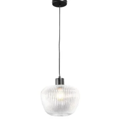 Leen Bakker Hanglamp Yosemite - helder/mat zwart - Ø25x120 cm
