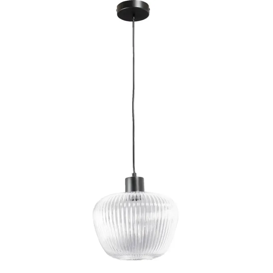Leen Bakker Hanglamp Yosemite - helder/mat zwart - Ø25x120 cm