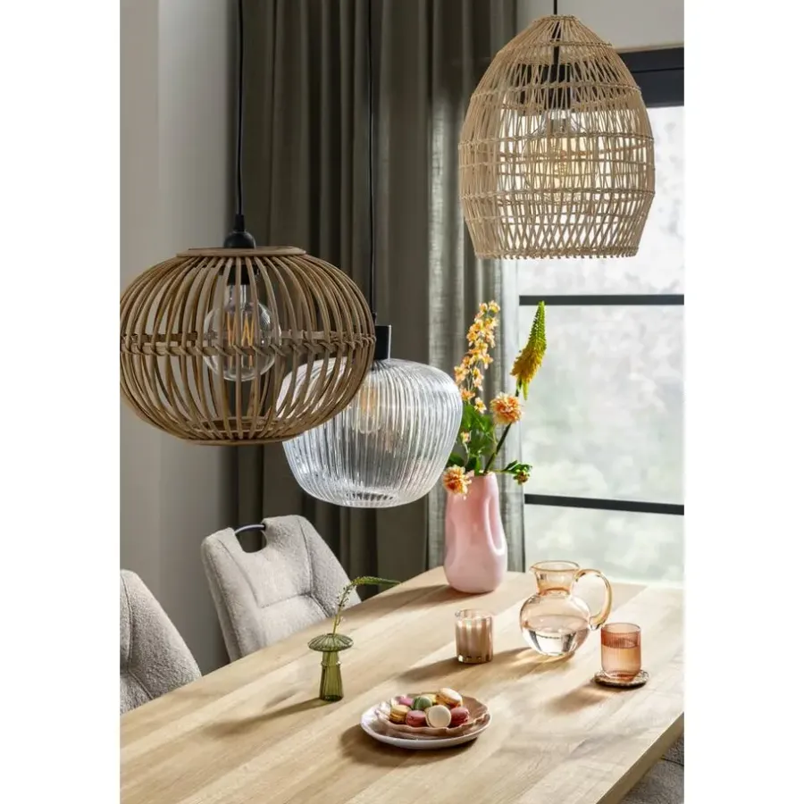 Leen Bakker Hanglamp Yosemite - helder/mat zwart - Ø25x120 cm
