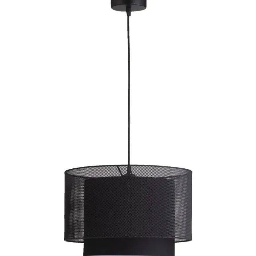 Hanglampen-Leen Bakker Hanglamp Zaragoza E27 - mat zwart - 120xØ35 cm