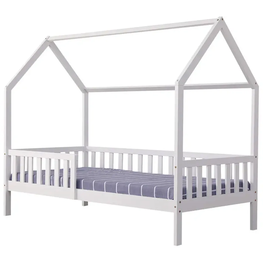 1-Persoons Bedden-Happy Garden Bed MARCEAU - Wit - Hout