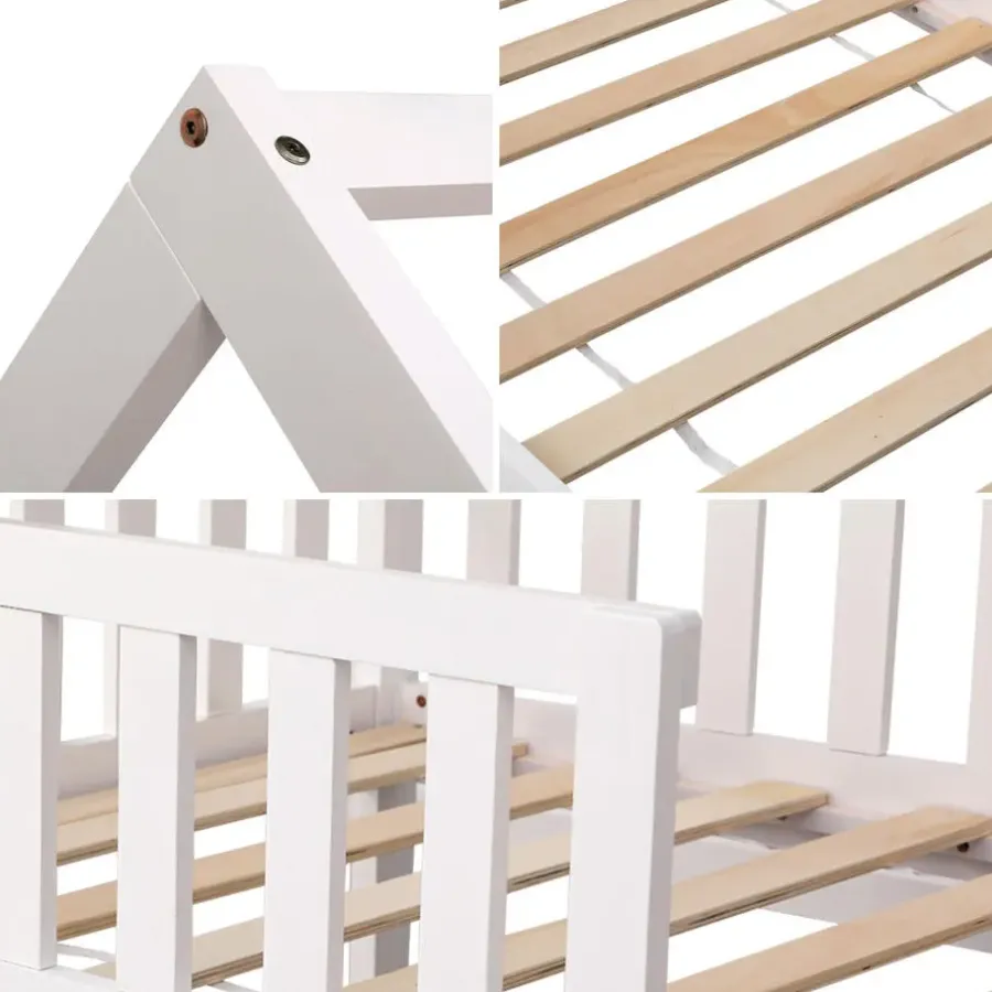 1-Persoons Bedden-Happy Garden Bed MARCEAU - Wit - Hout