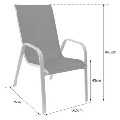 Tuinstoelen-Happy Garden Stoel MARBELLA - Grijs - Aluminium