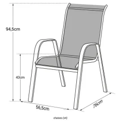 Happy Garden Stoel MARBELLA - Grijs - Aluminium