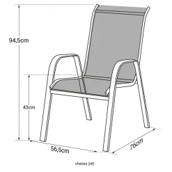Happy Garden Stoel MARBELLA - Zwart - Aluminium