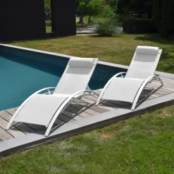 Ligbedden-Happy Garden Transat GALAPAGOS - Wit - Aluminium