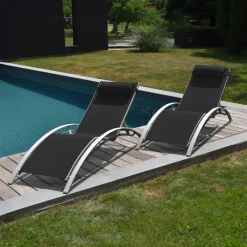 Ligbedden-Happy Garden Transat GALAPAGOS - Zwart - Aluminium